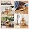 20 Inch Teak Wood Bath Stool with Storage Shelf and Adjustable Foot Pads